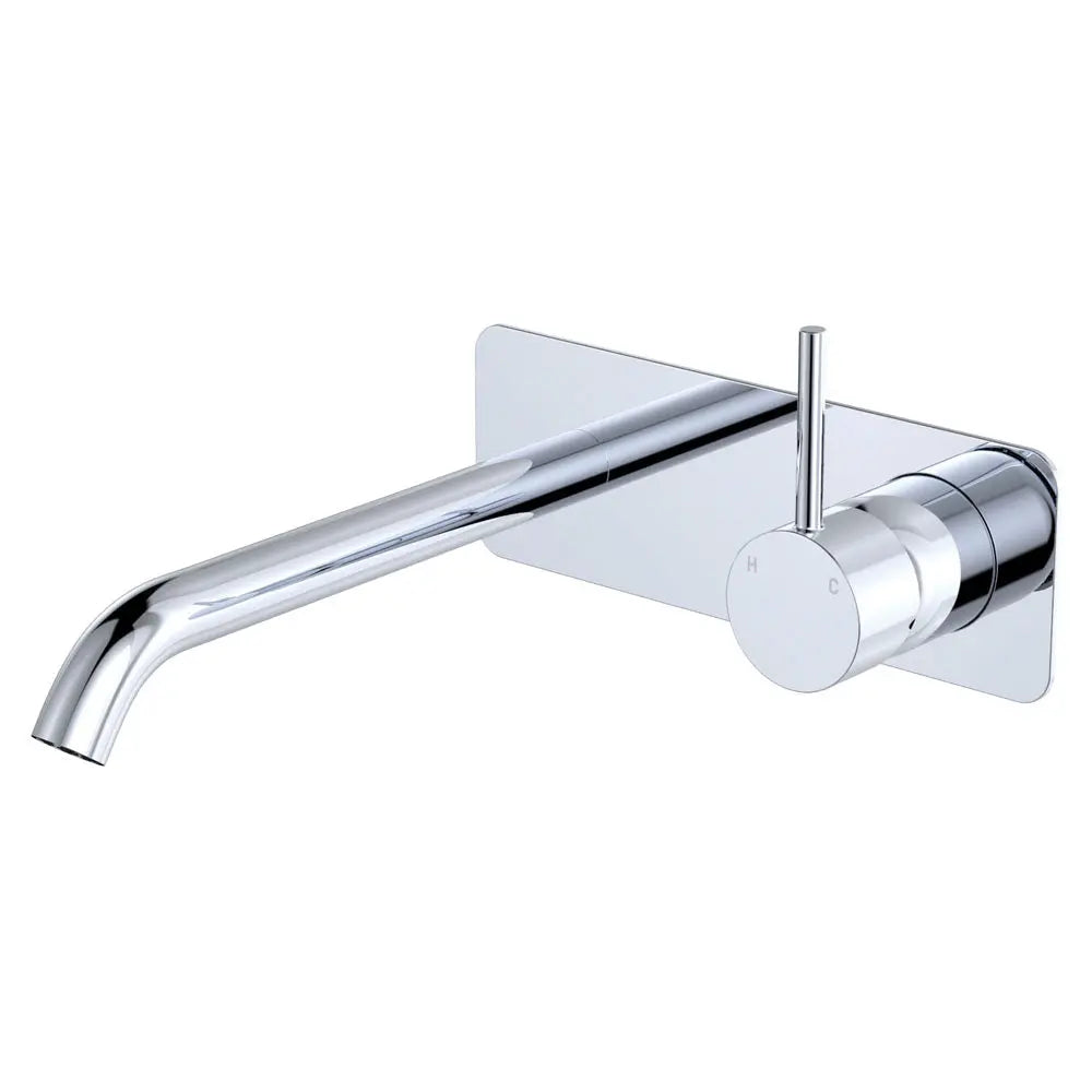 Kaya Up Basin/Bath Wall Mixer Set, Rectangular Plate, 200mm Outlet, Chrome fienza