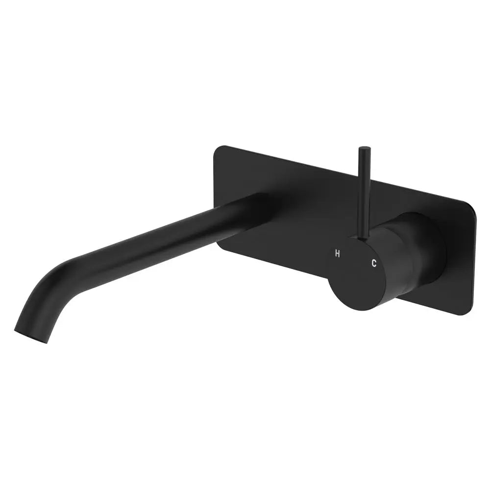 Kaya Up Basin/Bath Wall Mixer Set, Rectangular Plate, 200mm Outlet, Matte Black (Copy) fienza