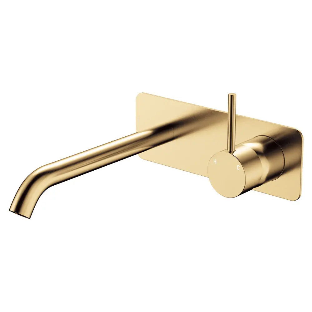 Kaya Up Basin/Bath Wall Mixer Set, Rectangular Plate, 200mm Outlet, Urban Brass fienza