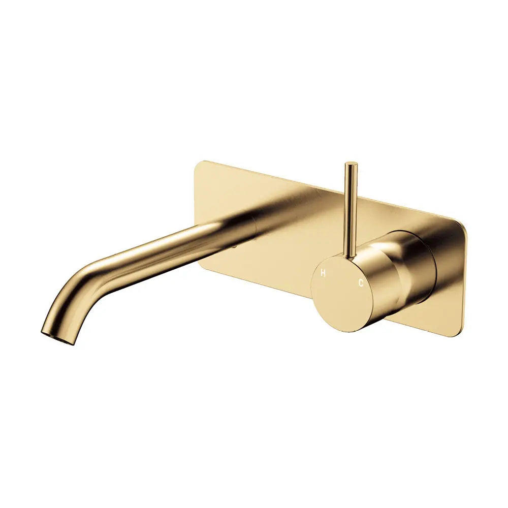 Kaya Up Basin/Bath Wall Mixer Set, Rectangular Plate, 160mm Outlet, Urban Brass fienza