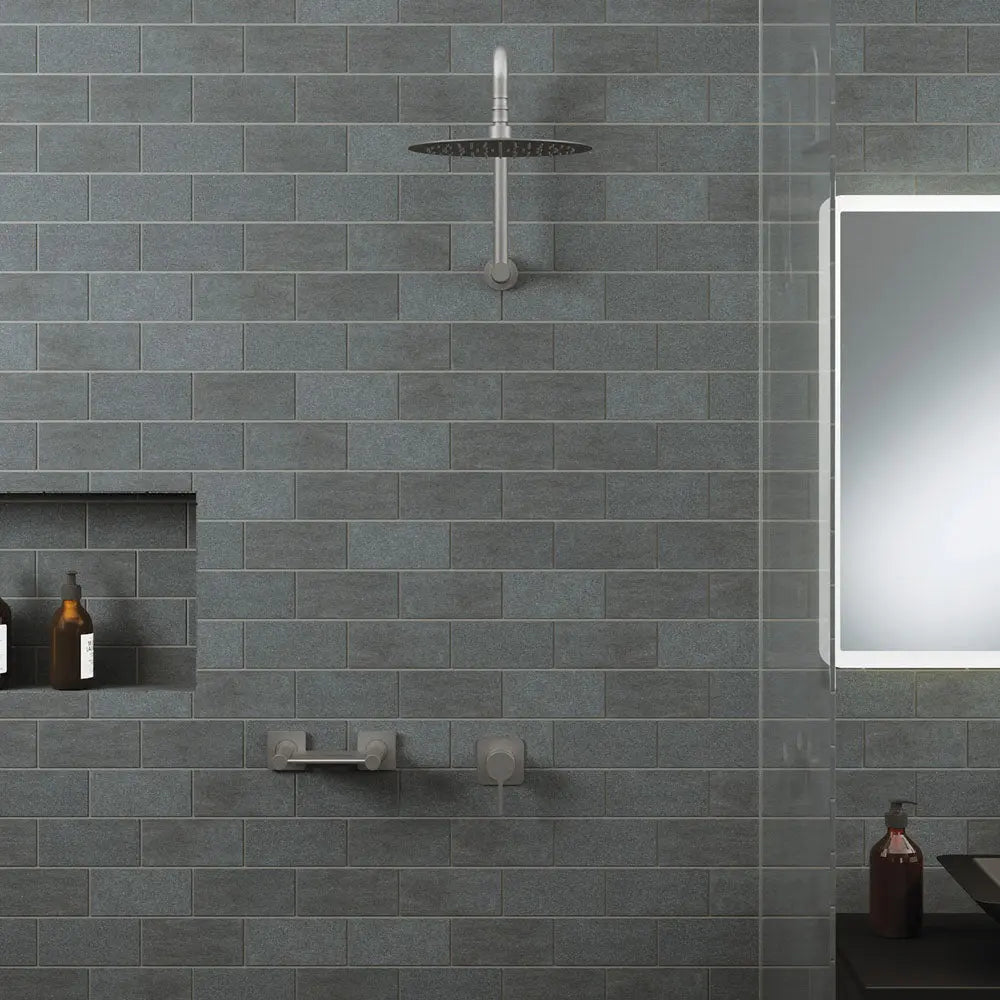 Sansa Wall Mixer, Square Plate, Gun Metal fienza