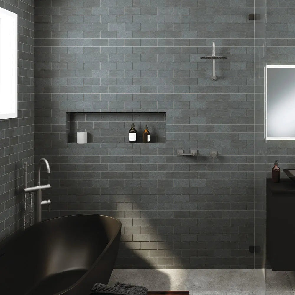 Sansa Wall Mixer, Square Plate, Gun Metal fienza