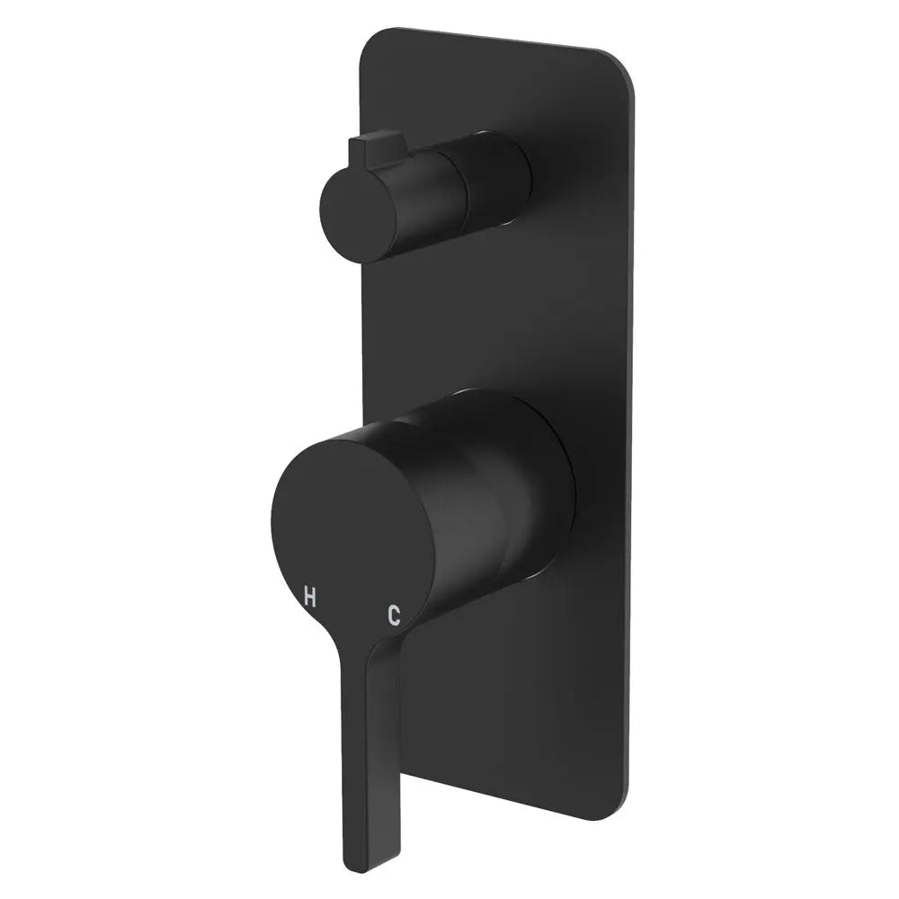 Sansa Wall Diverter Mixer, Rectangular Plate, Matte Black fienza