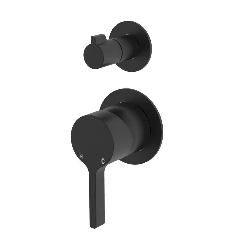 Sansa Wall Diverter Mixer, Small Round Plates, Matte Black fienza