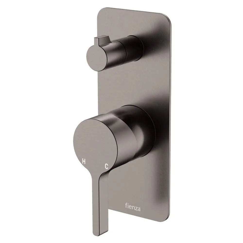 Sansa Wall Diverter Mixer, Rectangular Plate, Gun Metal fienza