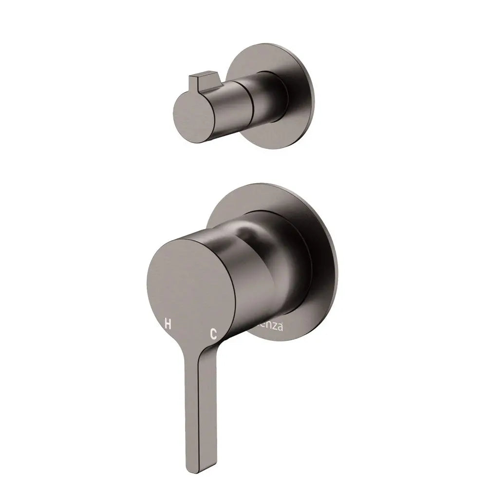 Sansa Wall Diverter Mixer, Small Round Plates, Gun Metal fienza