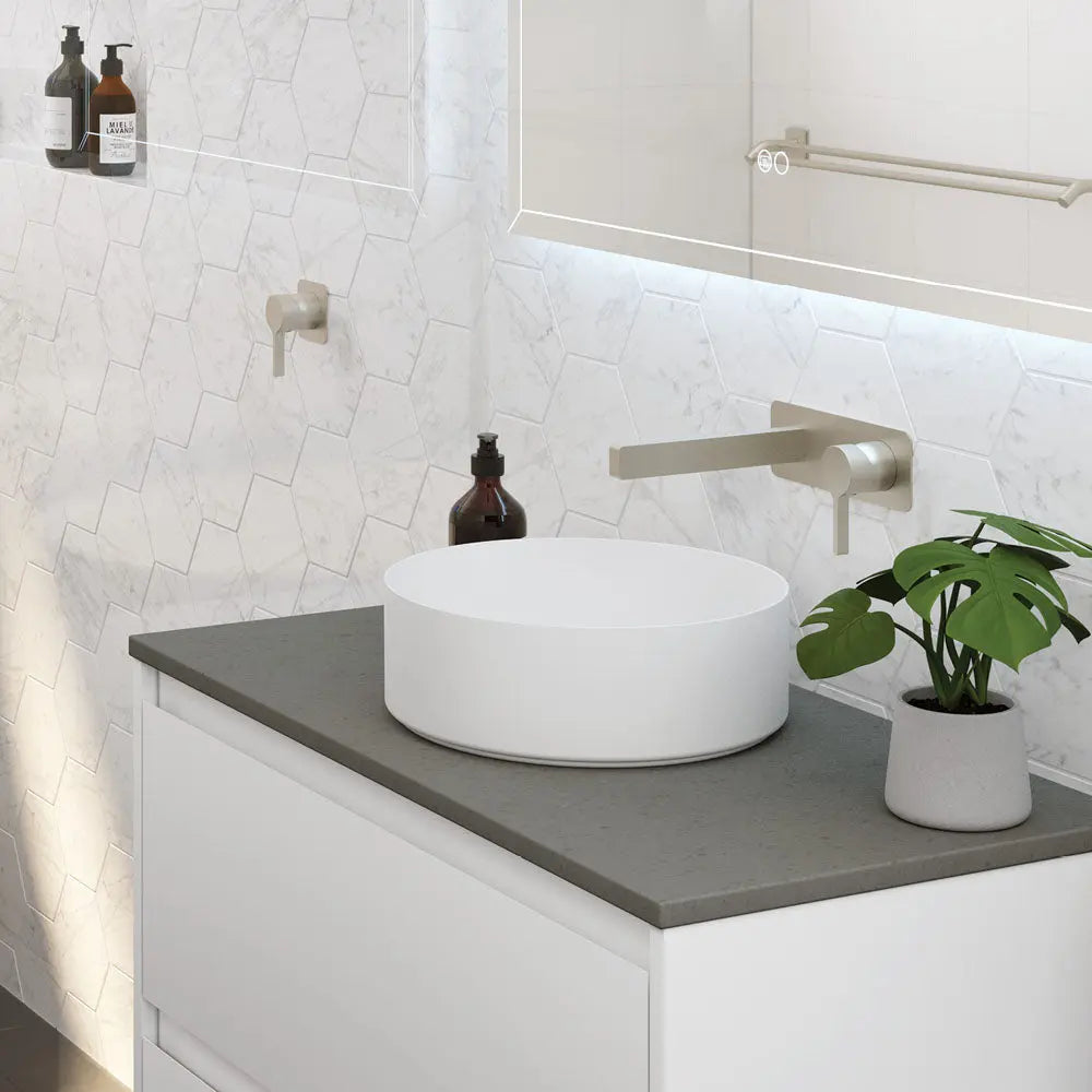 Sansa Wall Basin Mixer Set, Brushed Nickel fienza