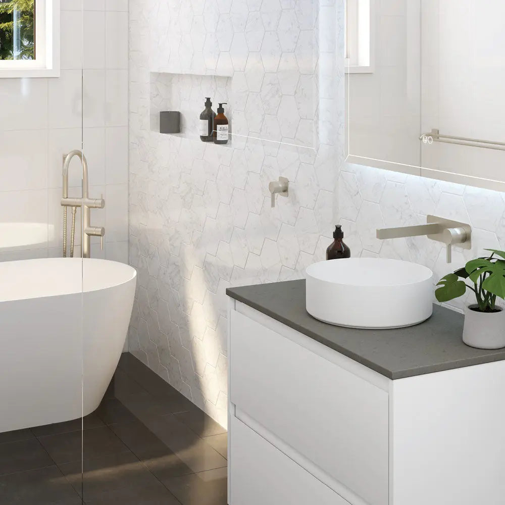 Sansa Wall Basin Mixer Set, Brushed Nickel fienza