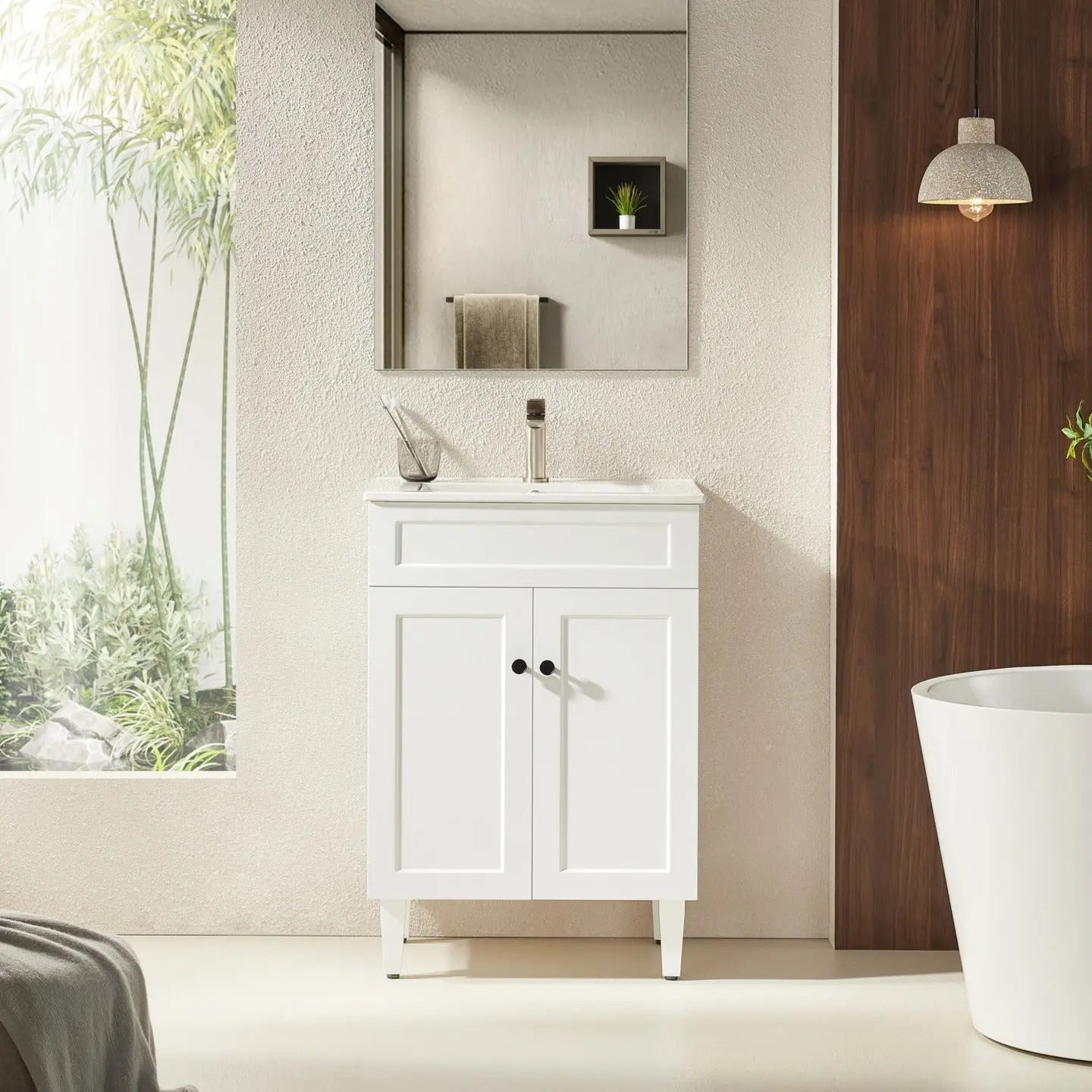 Harrington Floor PVC Cabinet Vanity 600mm (Matte White) Poseidon