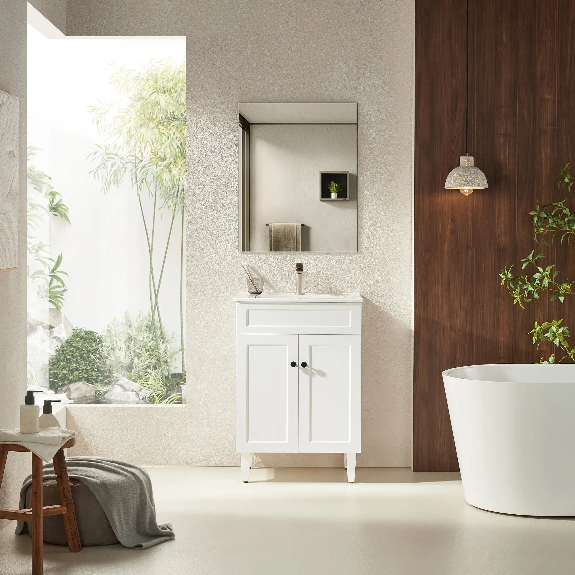 Harrington Floor PVC Cabinet Vanity 600mm (Matte White) Poseidon