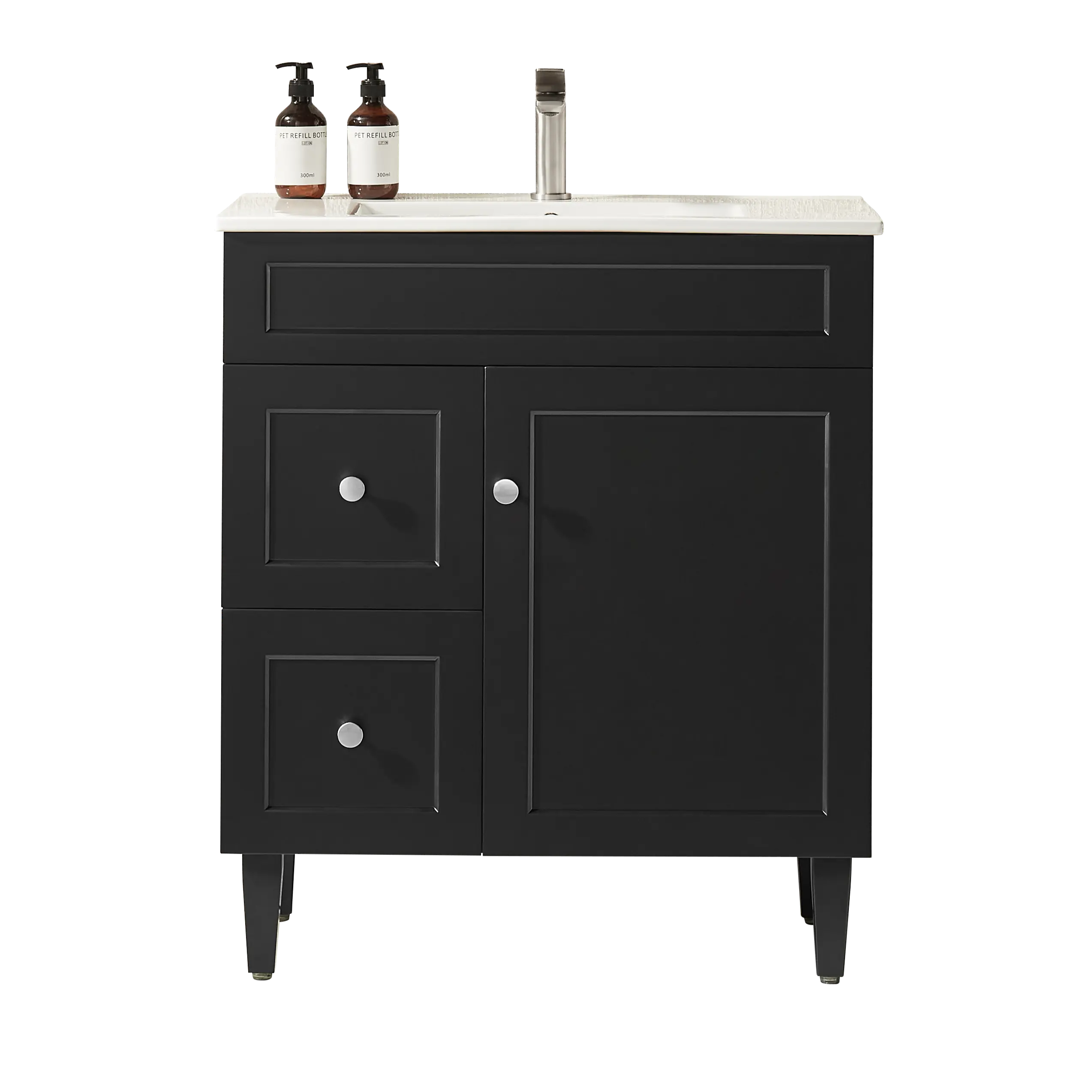 Harrington Floor PVC Cabinet Vanity 750mm (Matte Black) Poseidon