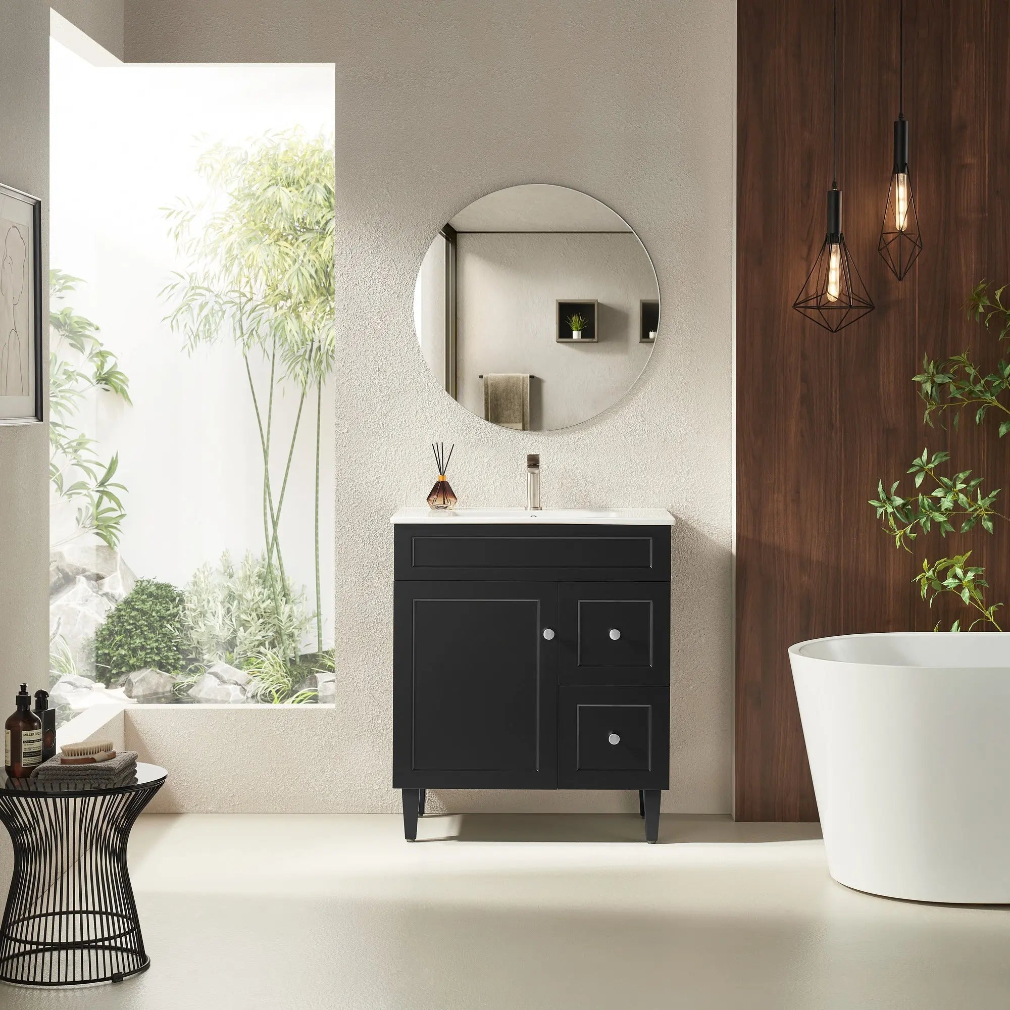Harrington Floor PVC Cabinet Vanity 750mm (Matte Black) Poseidon