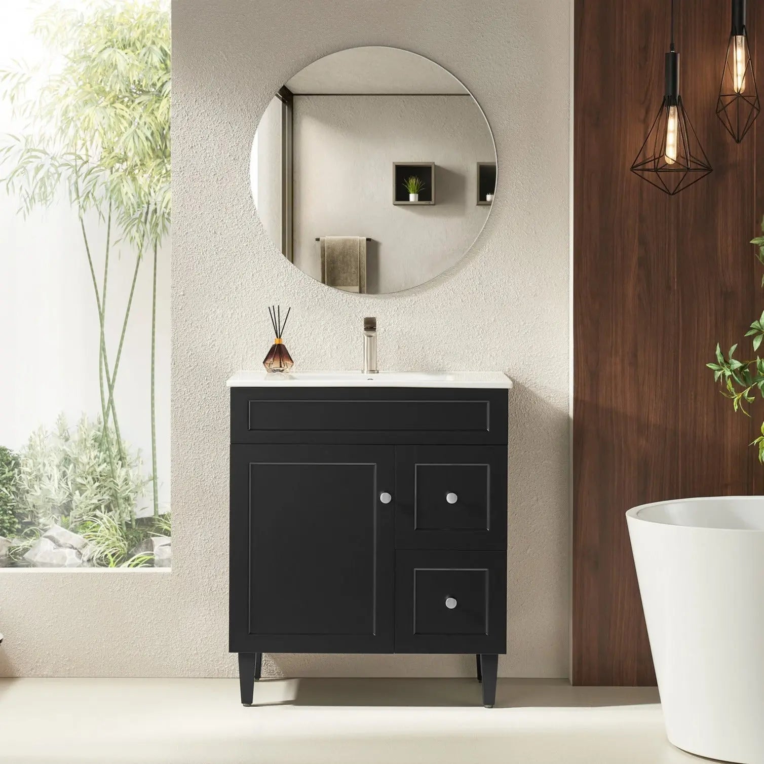 Harrington Floor PVC Cabinet Vanity 750mm (Matte Black) Poseidon