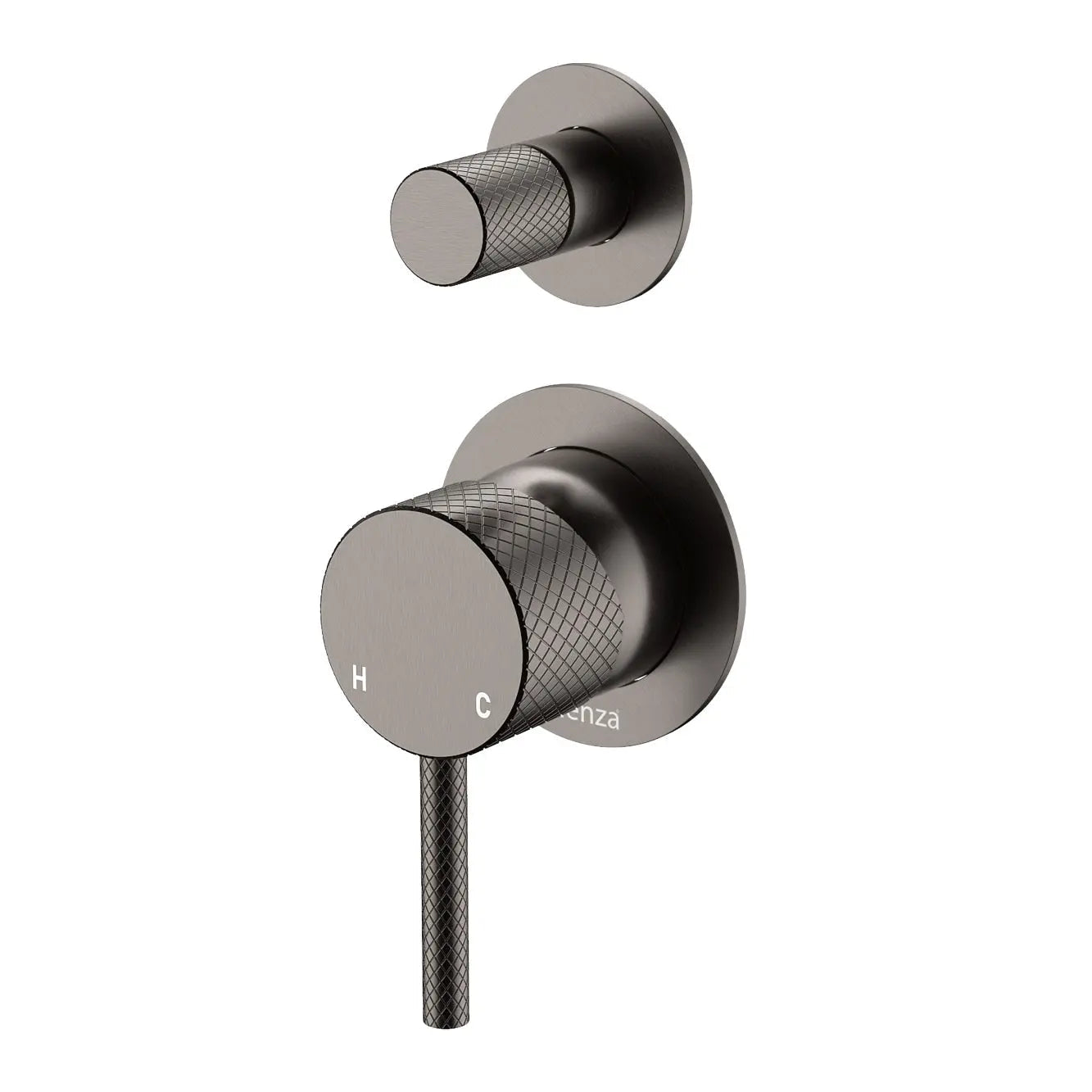 Axle Wall Diverter Mixer, Small Round Plates, Gun Metal fienza