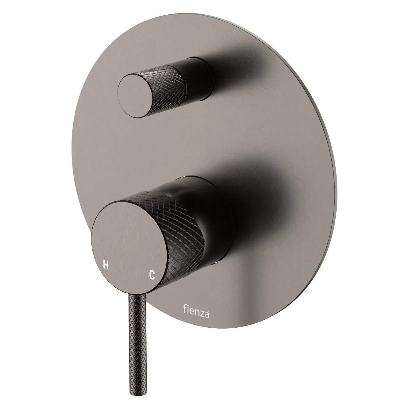 Axle Wall Diverter Mixer, Large Round Plate, Gun Metal fienza