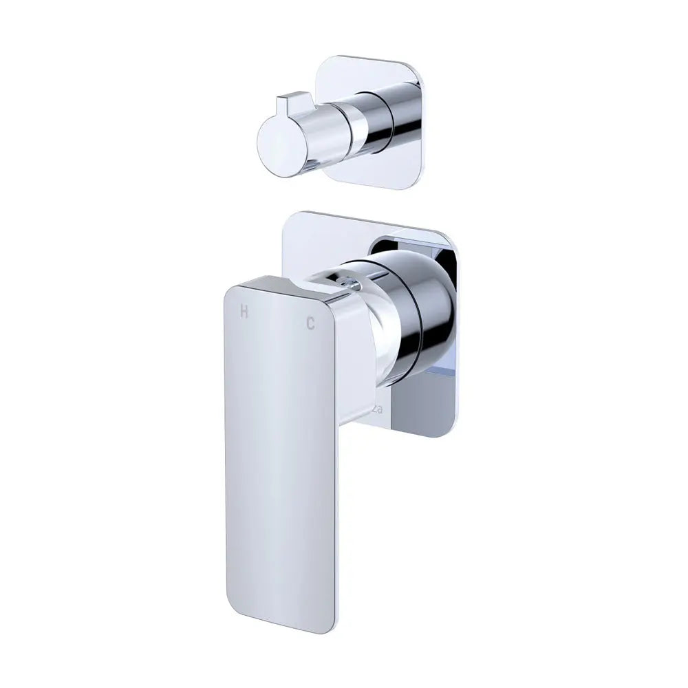 Tono Wall Diverter Mixer, Square Plates, Chrome fienza