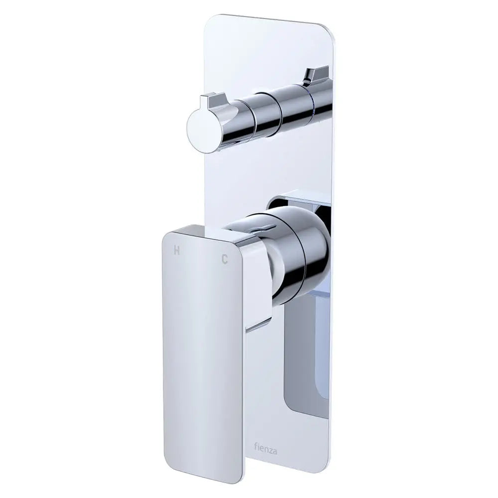 Tono Wall Diverter Mixer, Rectangular Plate, Chrome fienza