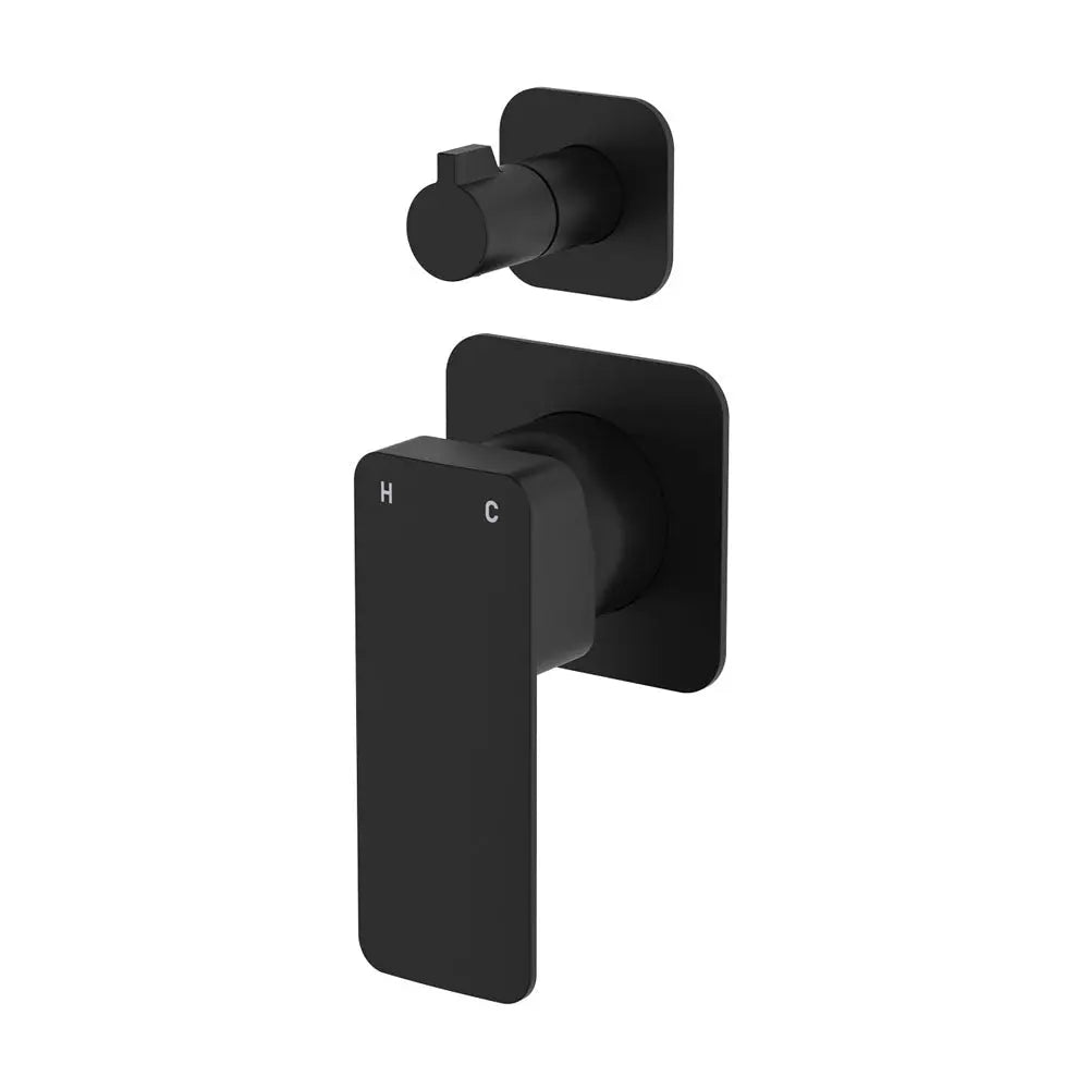 Tono Wall Diverter Mixer, Square Plates, Matte Black fienza