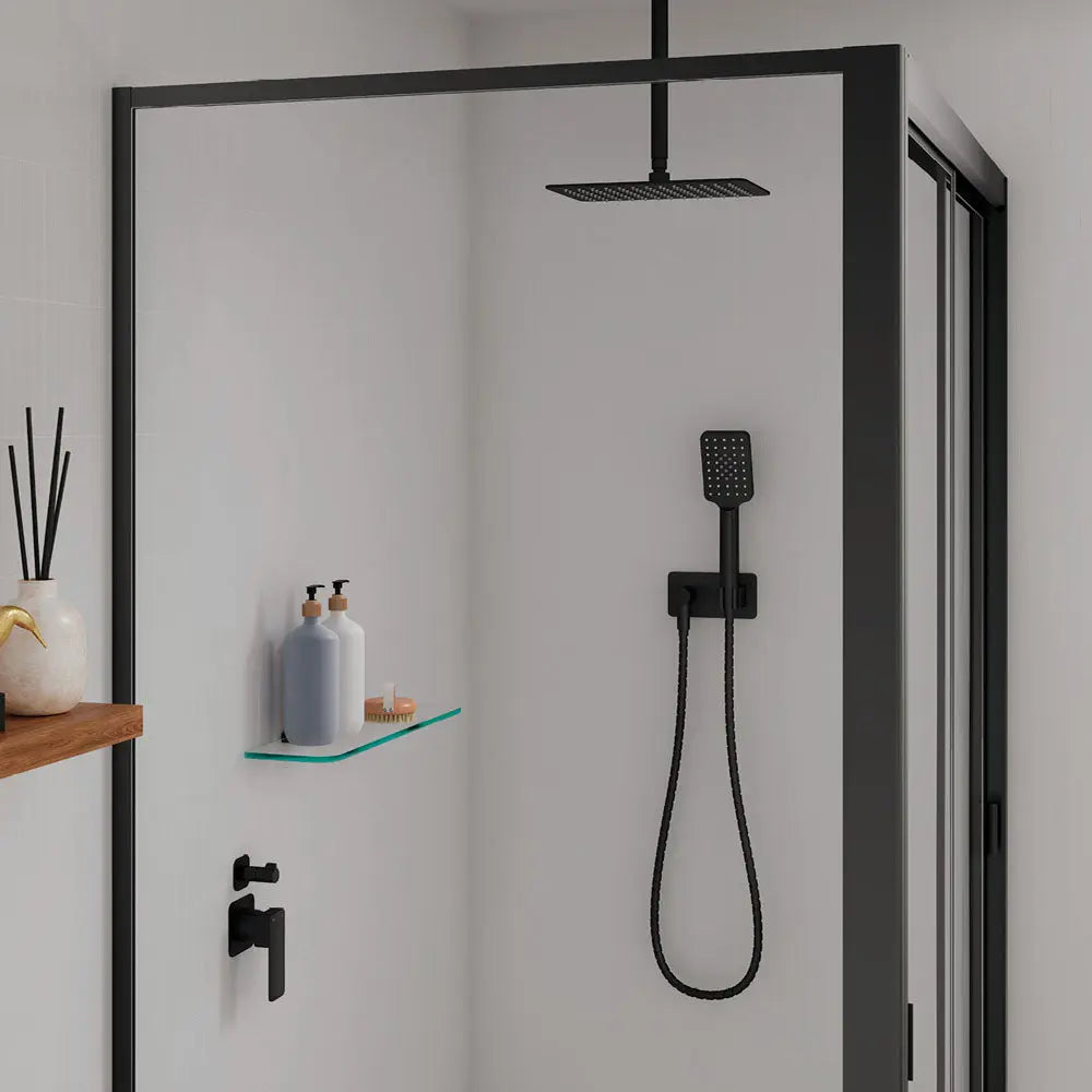 Tono Wall Diverter Mixer, Square Plates, Matte Black fienza