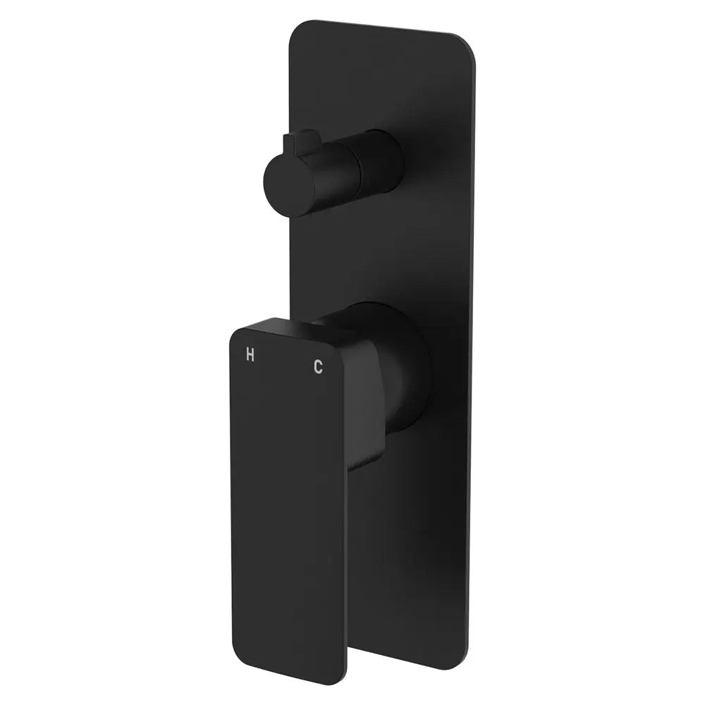 Tono Wall Diverter Mixer, Rectangular Plate, Matte Black fienza