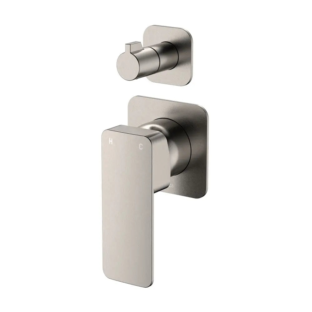 Tono Wall Diverter Mixer, Square Plates, Brushed Nickel fienza