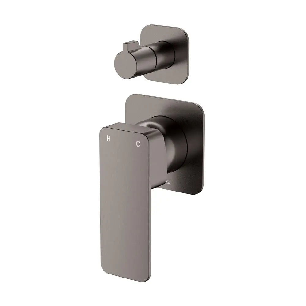 Tono Wall Diverter Mixer, Square Plates, Gun Metal fienza