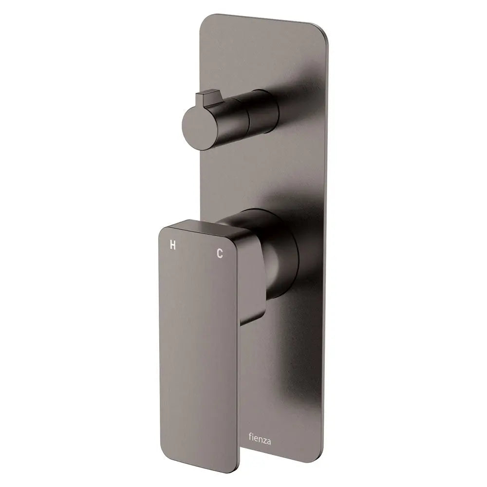 Tono Wall Diverter Mixer, Rectangular Plate, Gun Metal fienza
