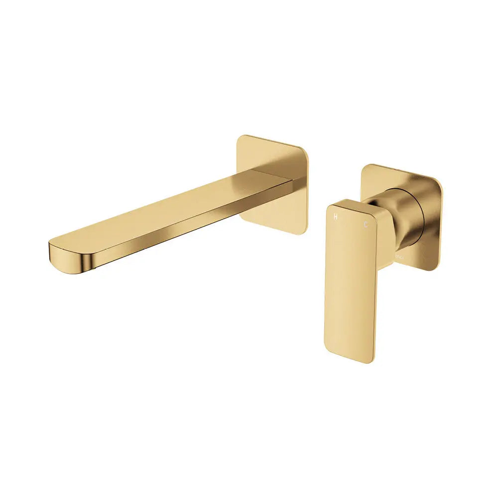 Tono Basin/Bath Wall Mixer Set, Square Plates, 200mm Outlet, Urban Brass fienza
