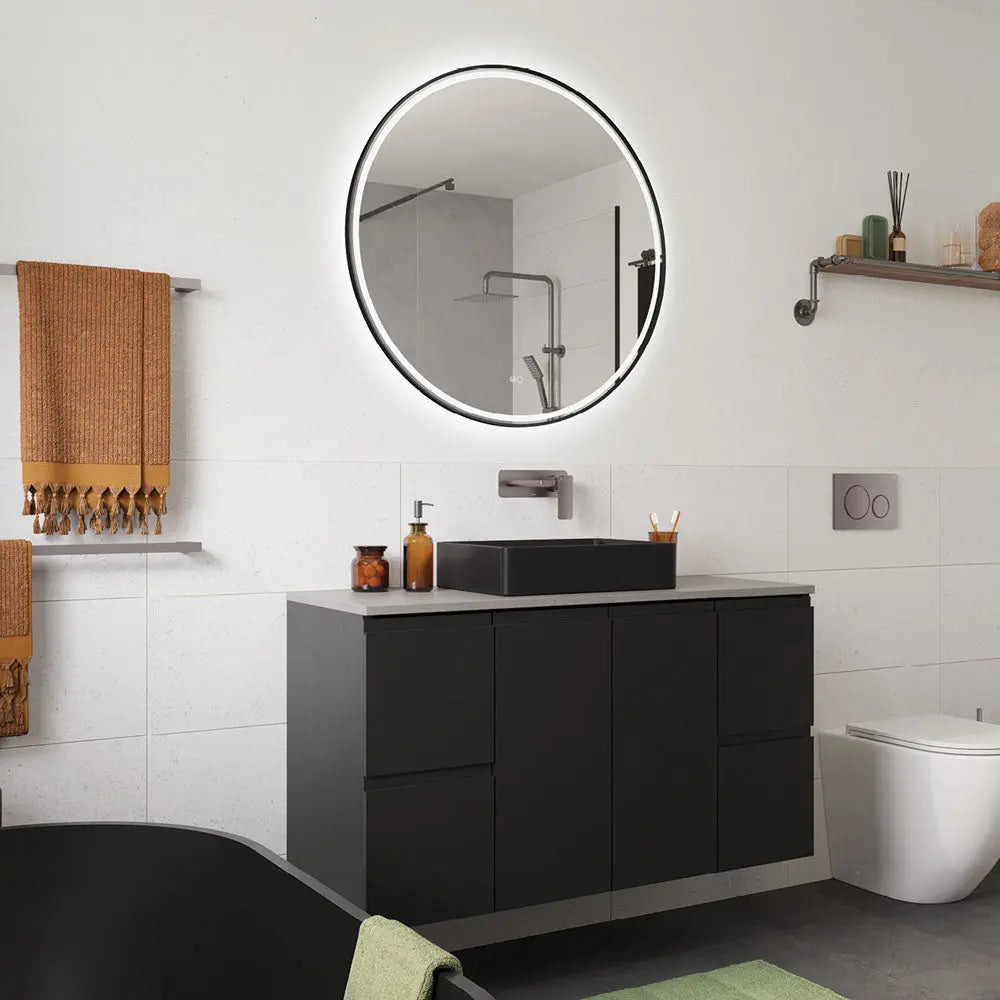 Tono Basin/Bath Wall Mixer Set, Rectangular Plate, 200mm Outlet, Gun Metal fienza
