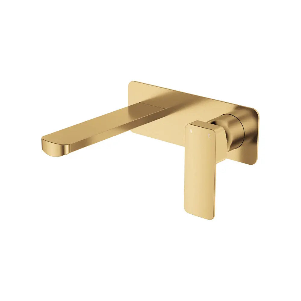 Tono Basin/Bath Wall Mixer Set, Rectangular Plate, 160mm Outlet, Urban Brass fienza