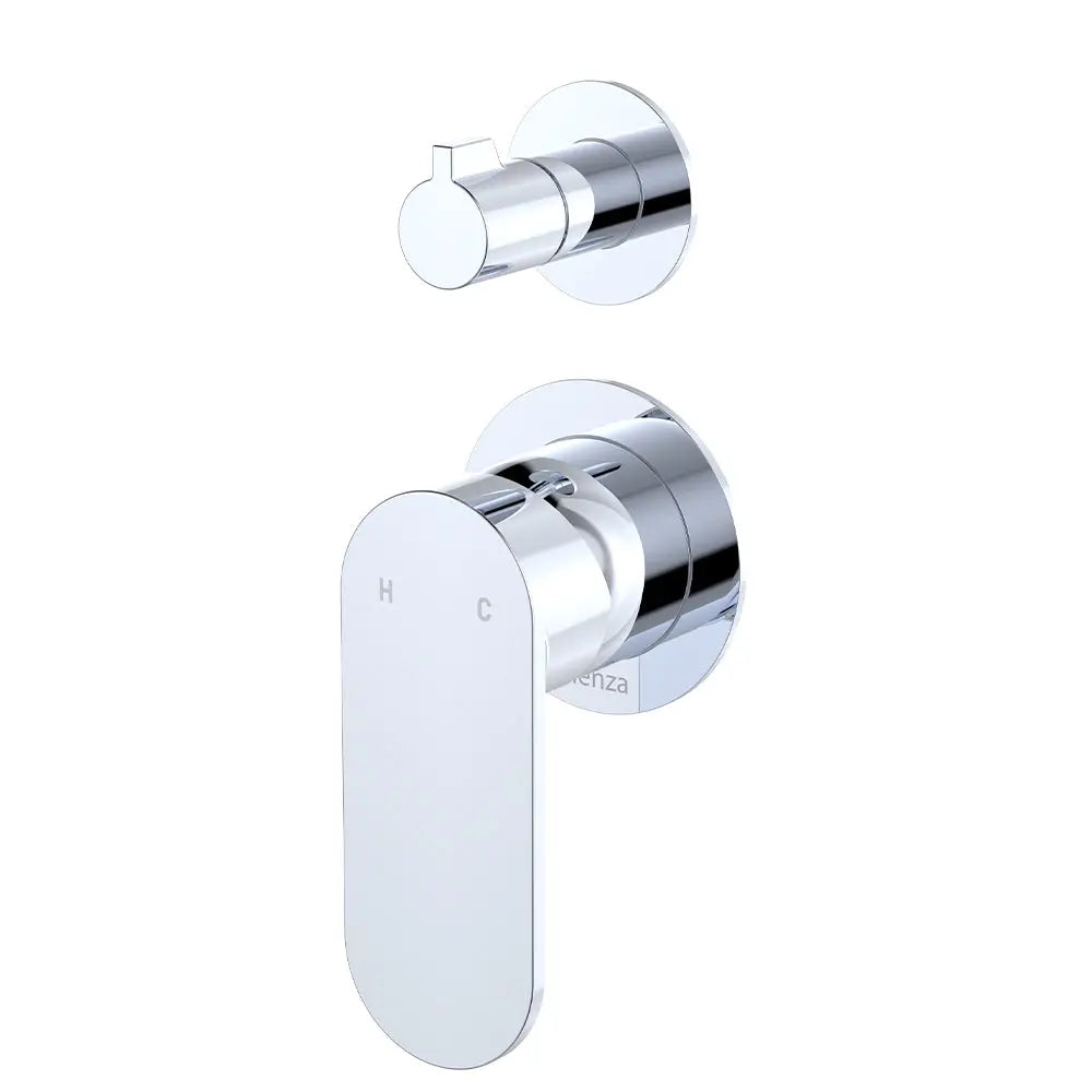 Empire Slim Wall Diverter Mixer, Small Round Plates, Vertical, Chrome fienza