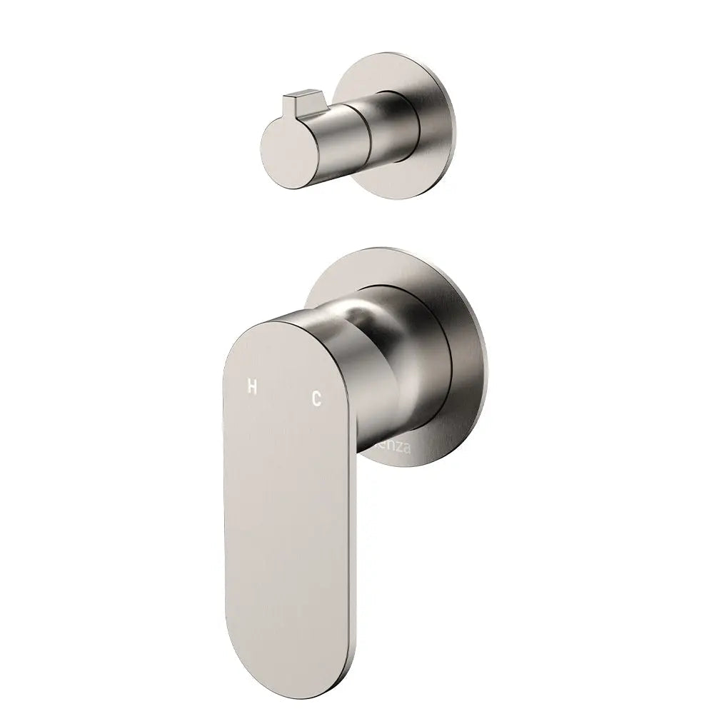 Empire Slim Wall Diverter Mixer, Small Round Plates, Vertical, Brushed Nickel fienza