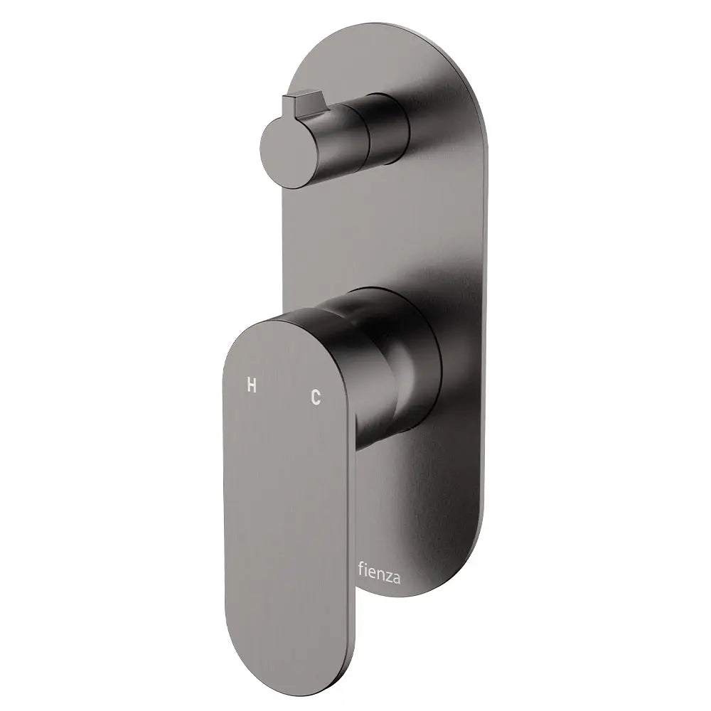 Empire Slim Wall Diverter Mixer, Large OvalPlates, Vertical, Gun Metal fienza