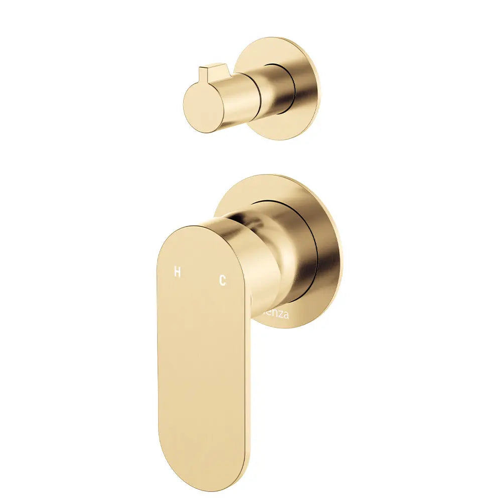 Empire Slim Wall Diverter Mixer, Small Round Plates, Vertical, Urban Brass fienza