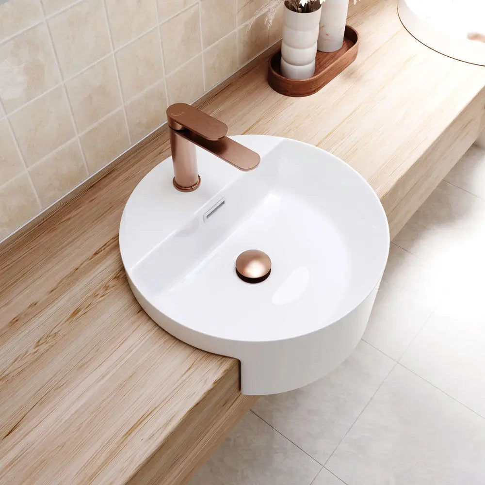 Empire Slim Cold Start Basin Mixer, Brushed Copper fienza