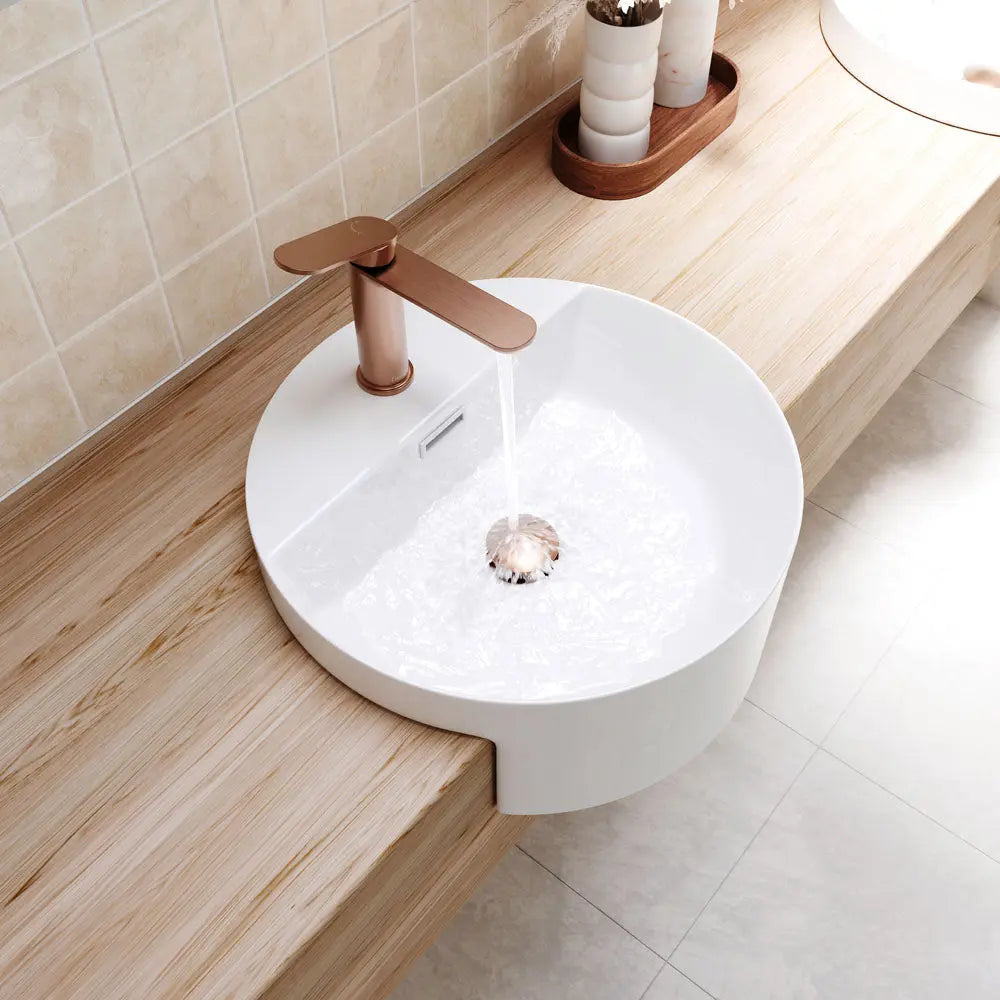 Empire Slim Cold Start Basin Mixer, Brushed Copper fienza