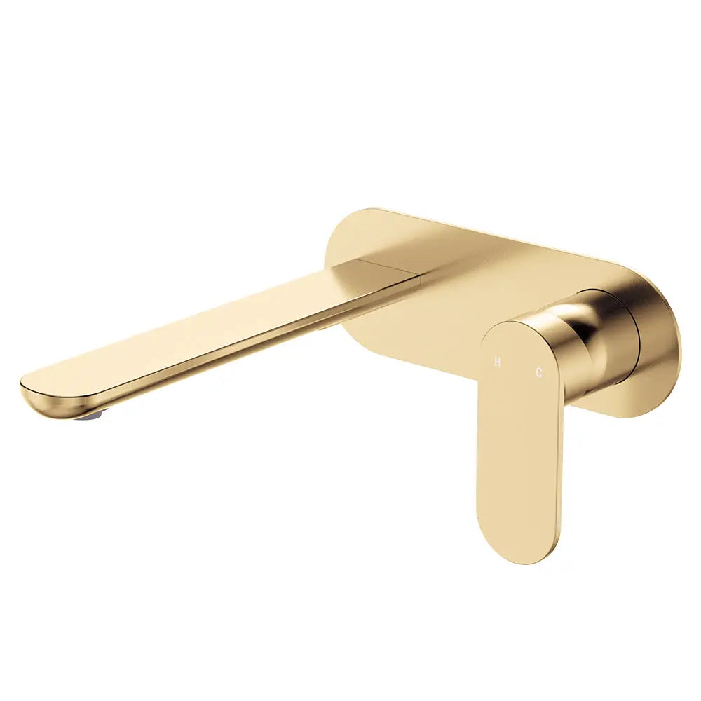Empire Slim Basin/Bath Wall Mixer Set, Oval Plate, 200mm Outlet, Urban Brass fienza