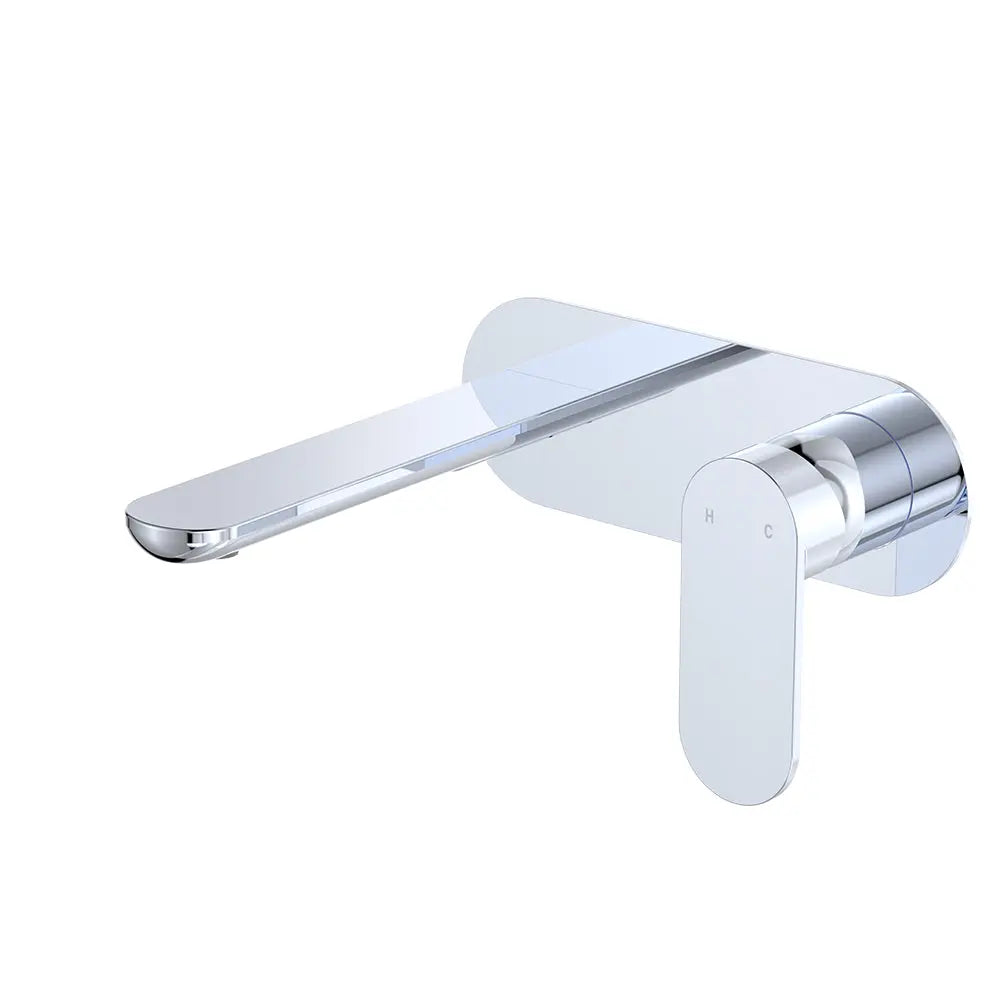 Empire Slim Basin/Bath Wall Mixer Set, Oval Plate, 160mm Outlet, Chrome fienza