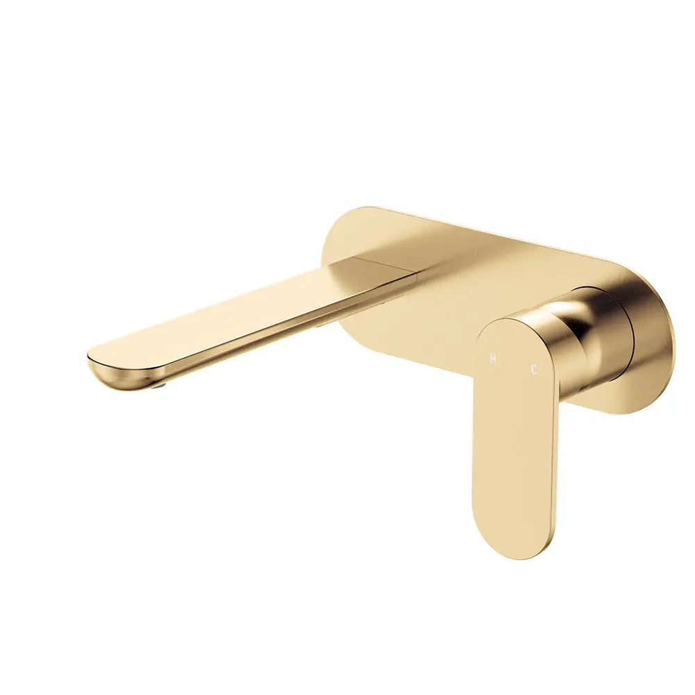 Empire Slim Basin/Bath Wall Mixer Set, Oval Plate, 160mm Outlet, Urban Brass fienza