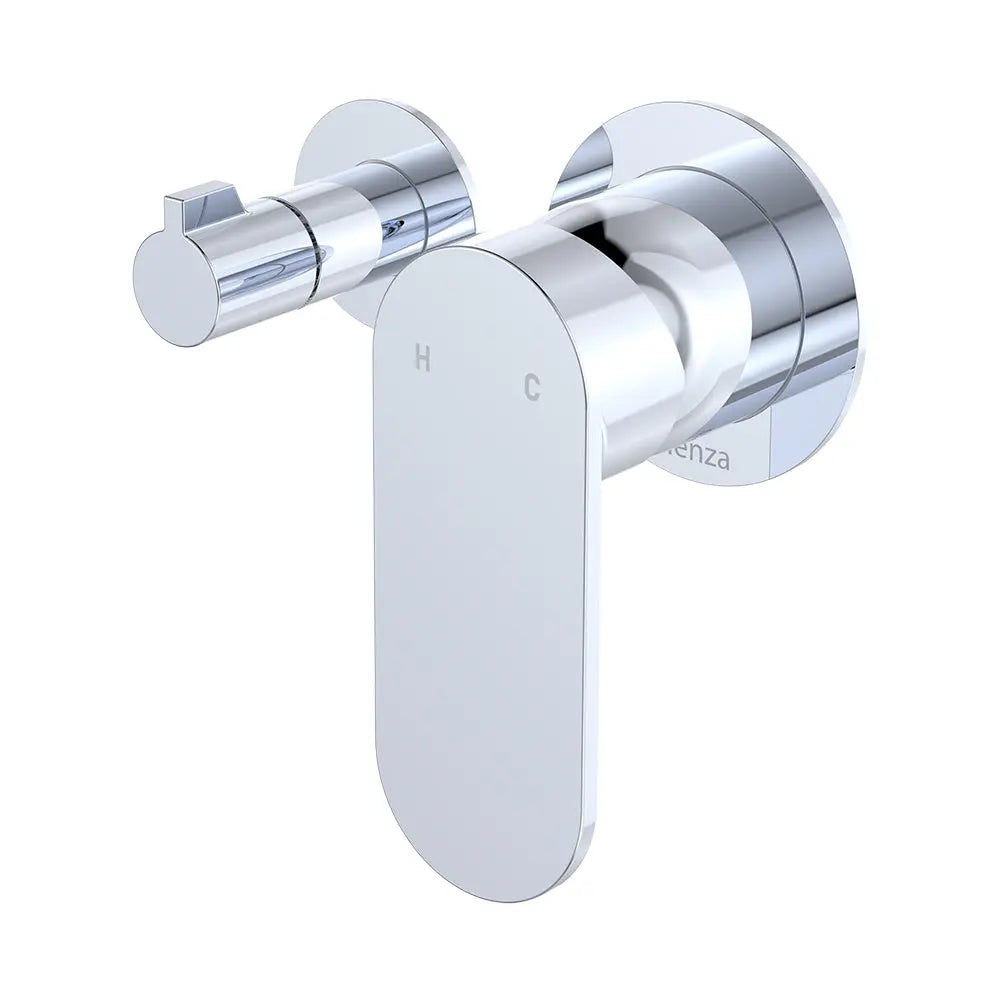 Empire Slim Wall Diverter Mixer, Small Round Plates, Horizontal, Chrome fienza