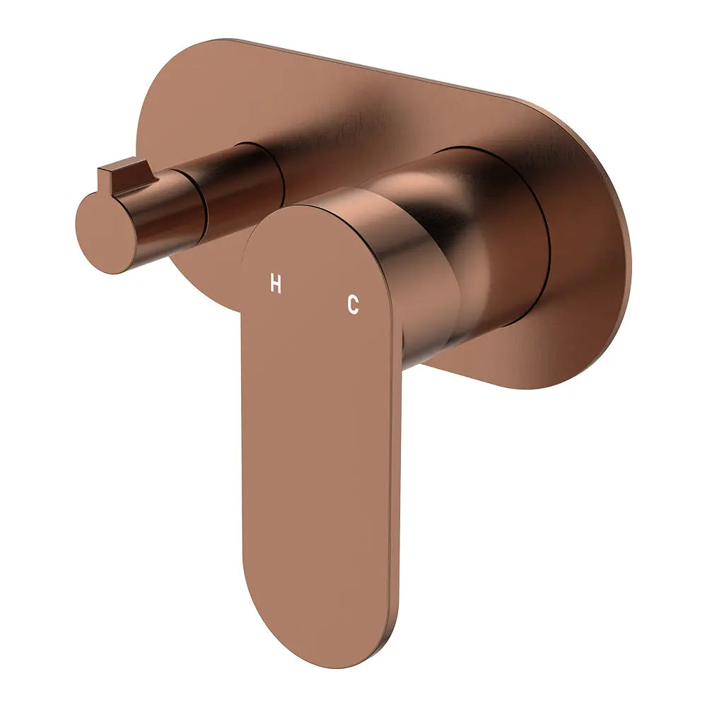 Empire Slim Wall Diverter Mixer, Large Oval Plate, Horizontal, Brushed Copper fienza