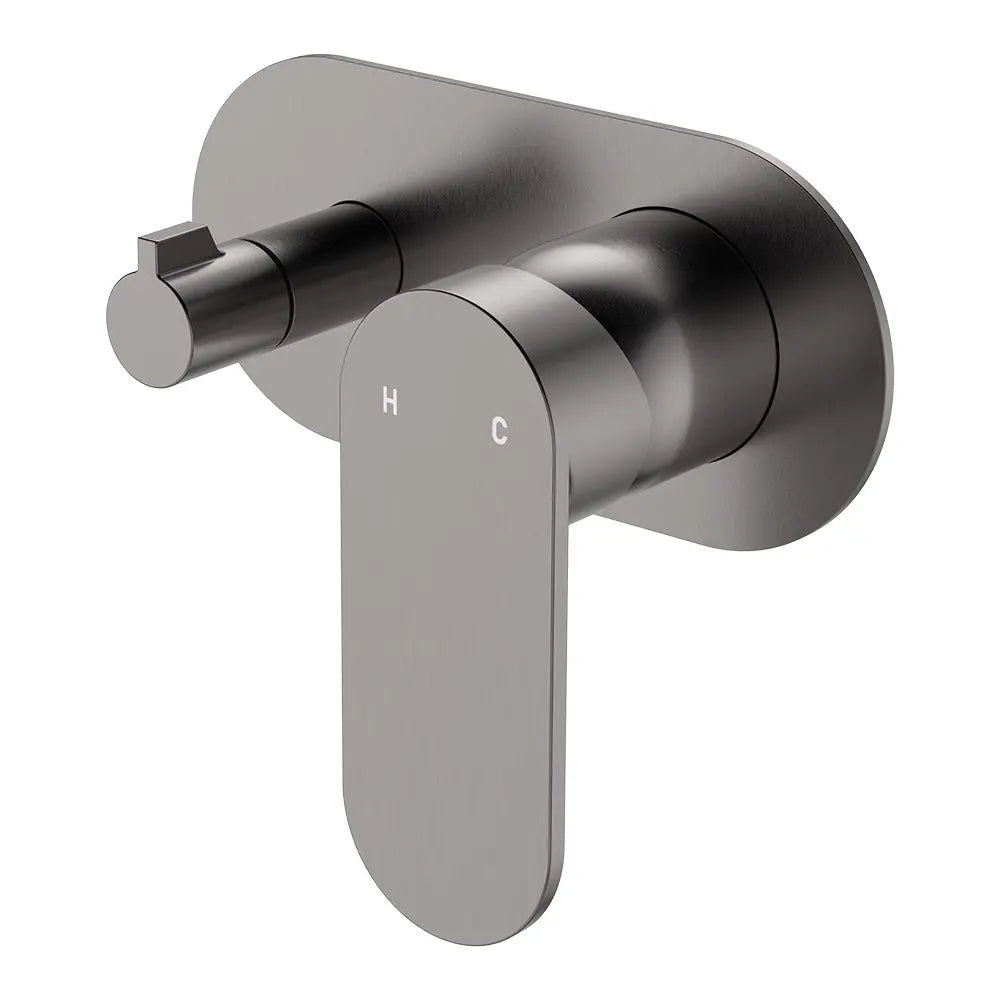 Empire Slim Wall Diverter Mixer, Large Oval Plate, Horizontal, Gun Metal fienza