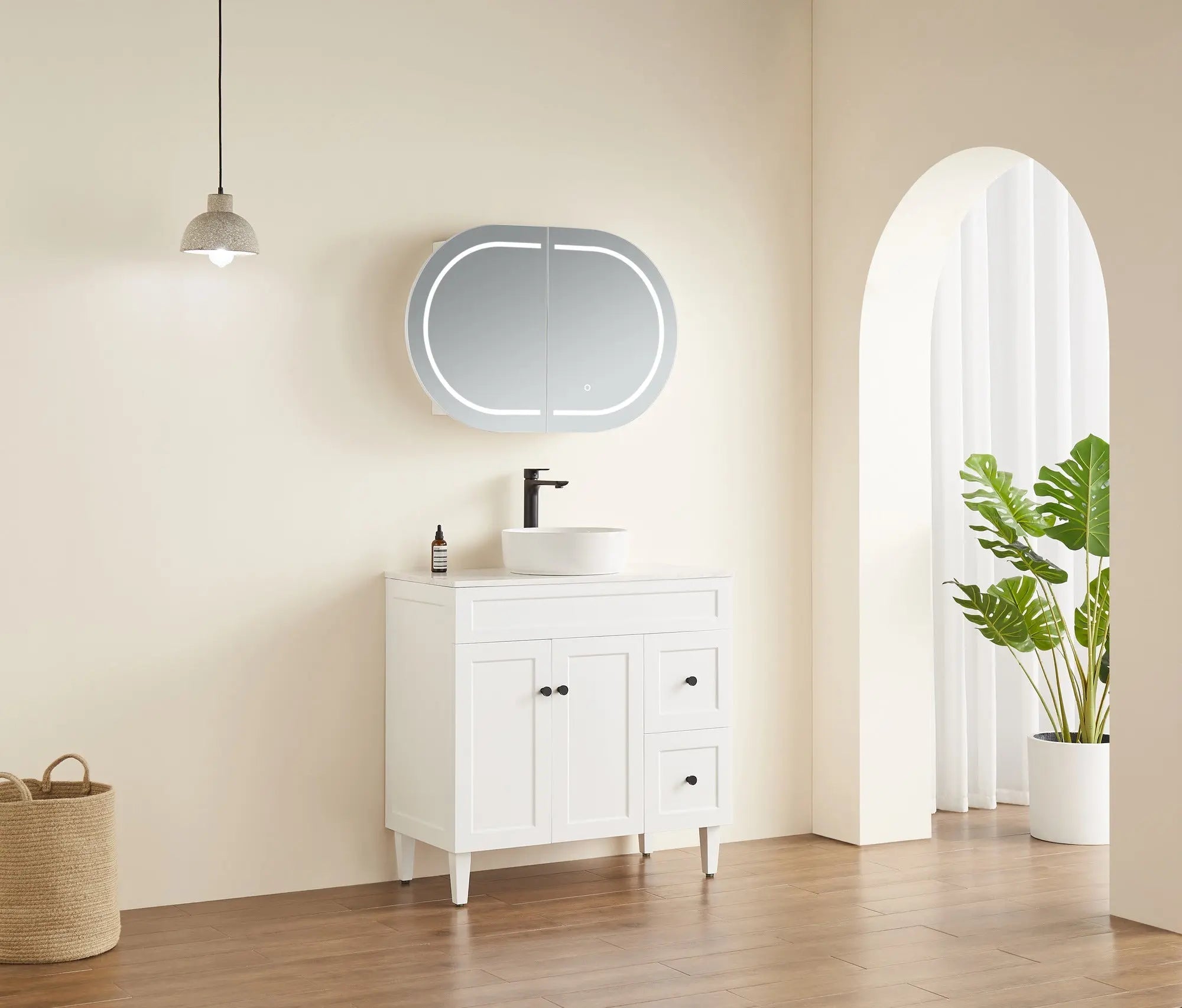 Olivia LED Mirror Cabinet 900X600X155mm Poseidonbk