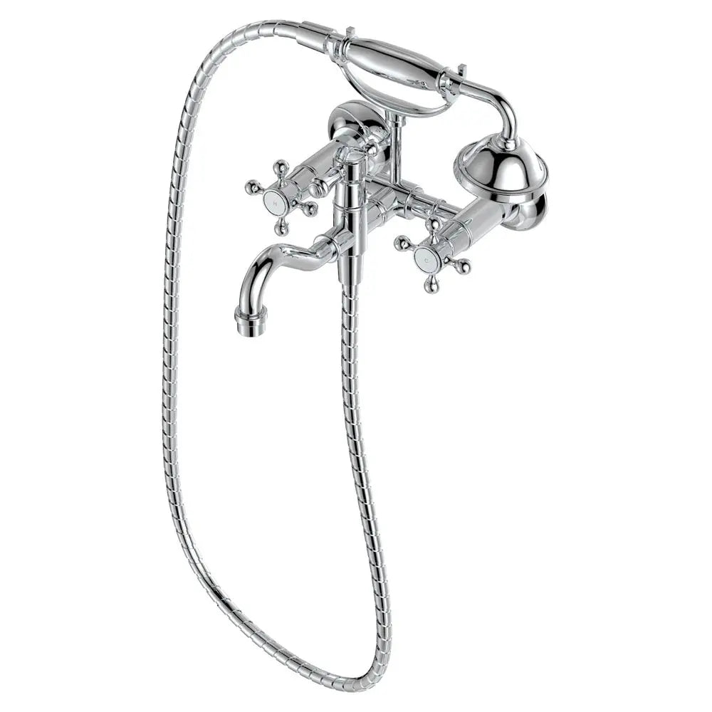 Lillian Exposed Bath Tap Set with Hand Shower, Chrome fienza