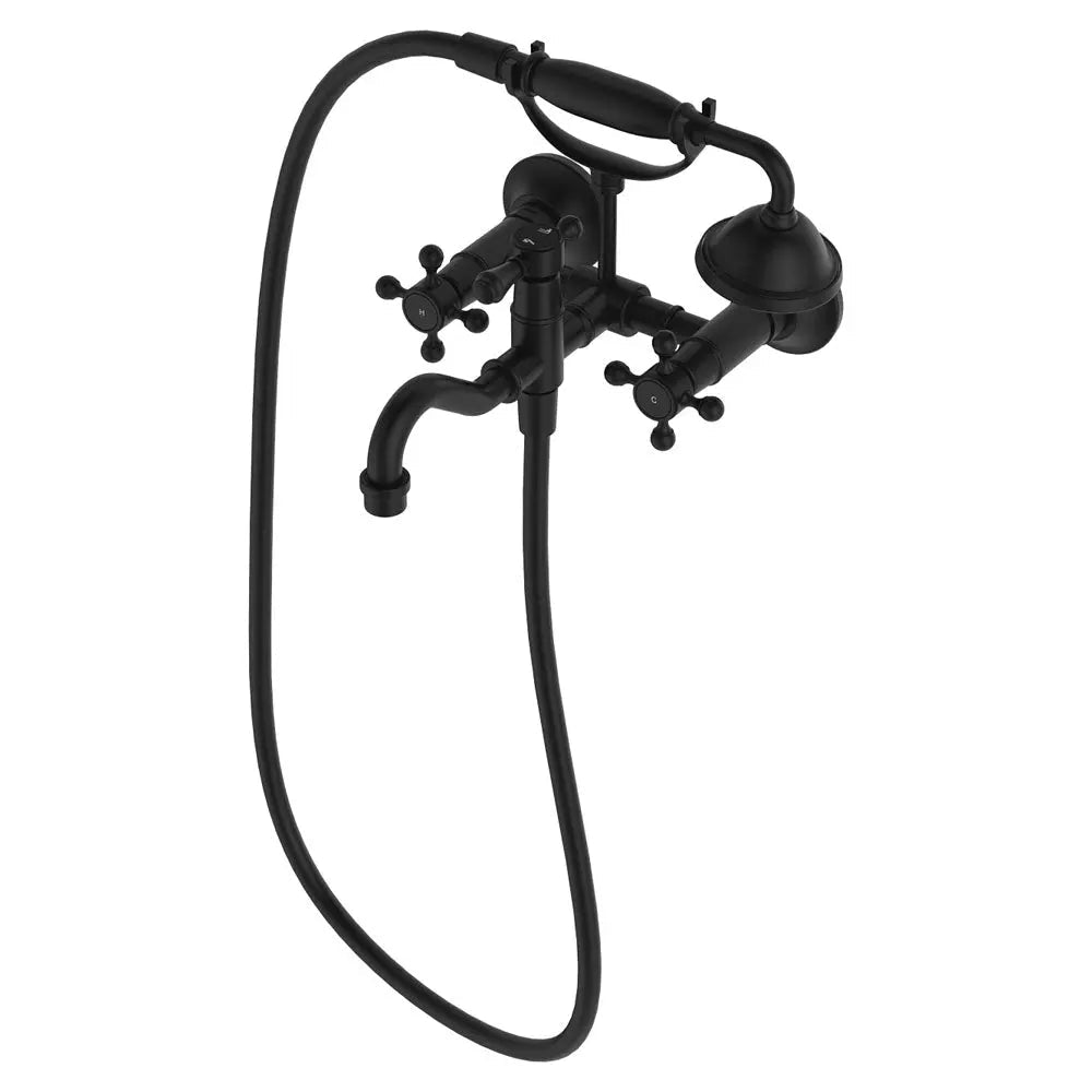 Lillian Exposed Bath Tap Set with Hand Shower, Matte Black fienza
