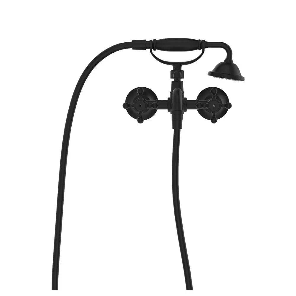 Lillian Exposed Bath Tap Set with Hand Shower, Matte Black fienza
