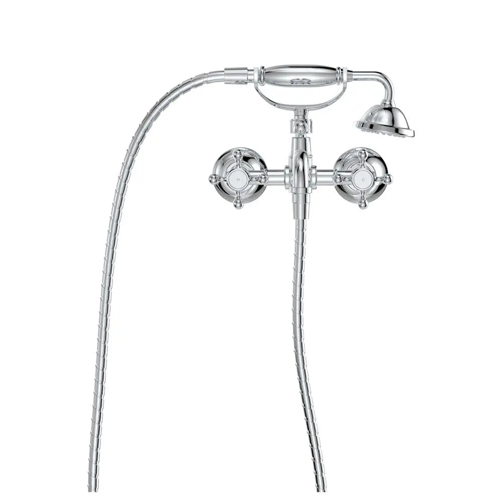 Lillian Exposed Bath Tap Set with Hand Shower, Chrome fienza