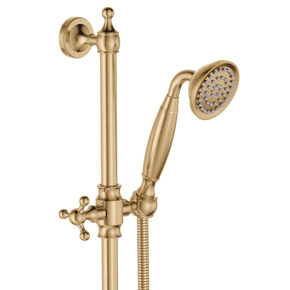 Lillian Lever Rail Shower Set, Urban Brass with Ceramic White Handle fienza