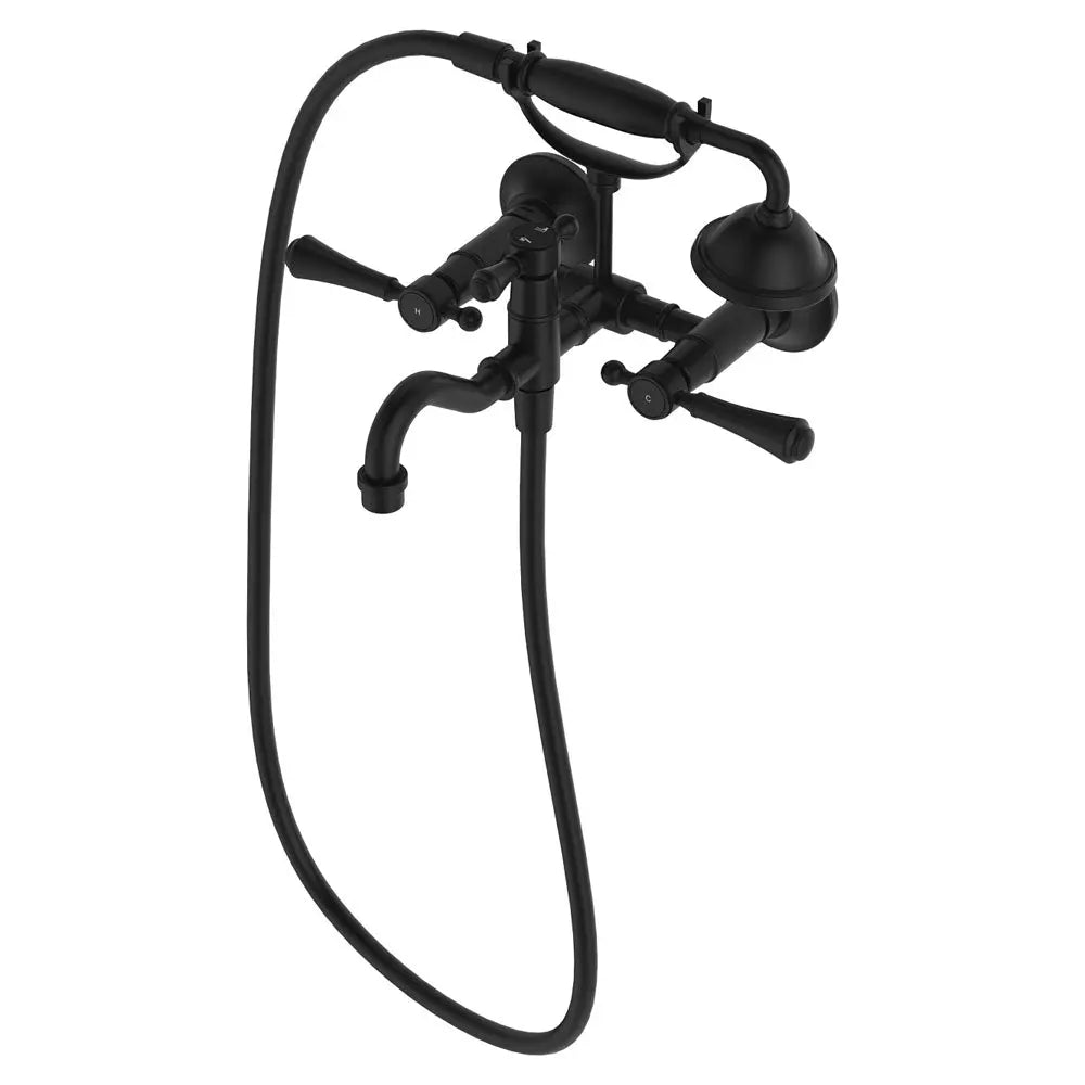 Lillian Lever Exposed Bath Tap Set with Hand Shower, Matte Black fienza
