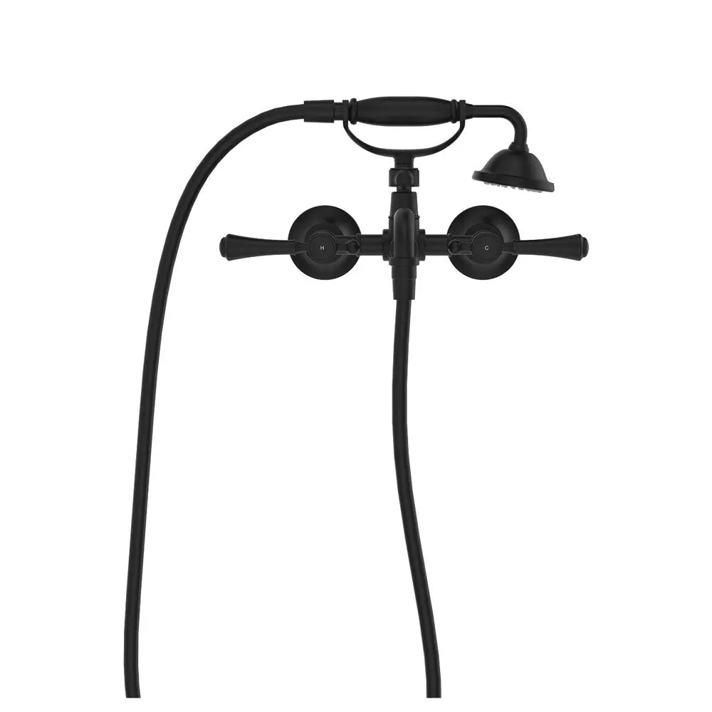 Lillian Lever Exposed Bath Tap Set with Hand Shower, Matte Black fienza